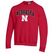  Nebraska Champion Arch Logo Fleece Sweatshirt