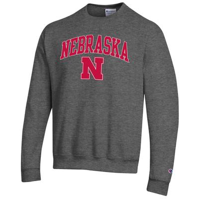 Nebraska Champion Arch Logo Fleece Sweatshirt GRANITE_HTHR