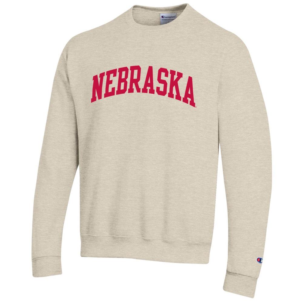  Nebraska Champion Oatmeal Arch Fleece Sweatshirt