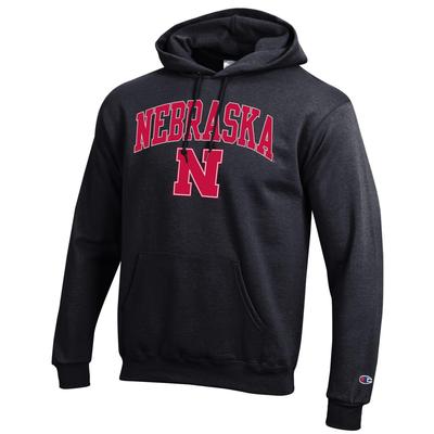 Nebraska Champion Arch Logo Fleece Hoodie BLACK