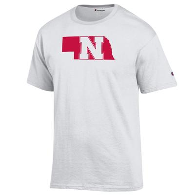 Nebraska Champion Logo State Tee WHITE