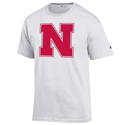 Nebraska Champion Giant Block N Logo Tee WHITE