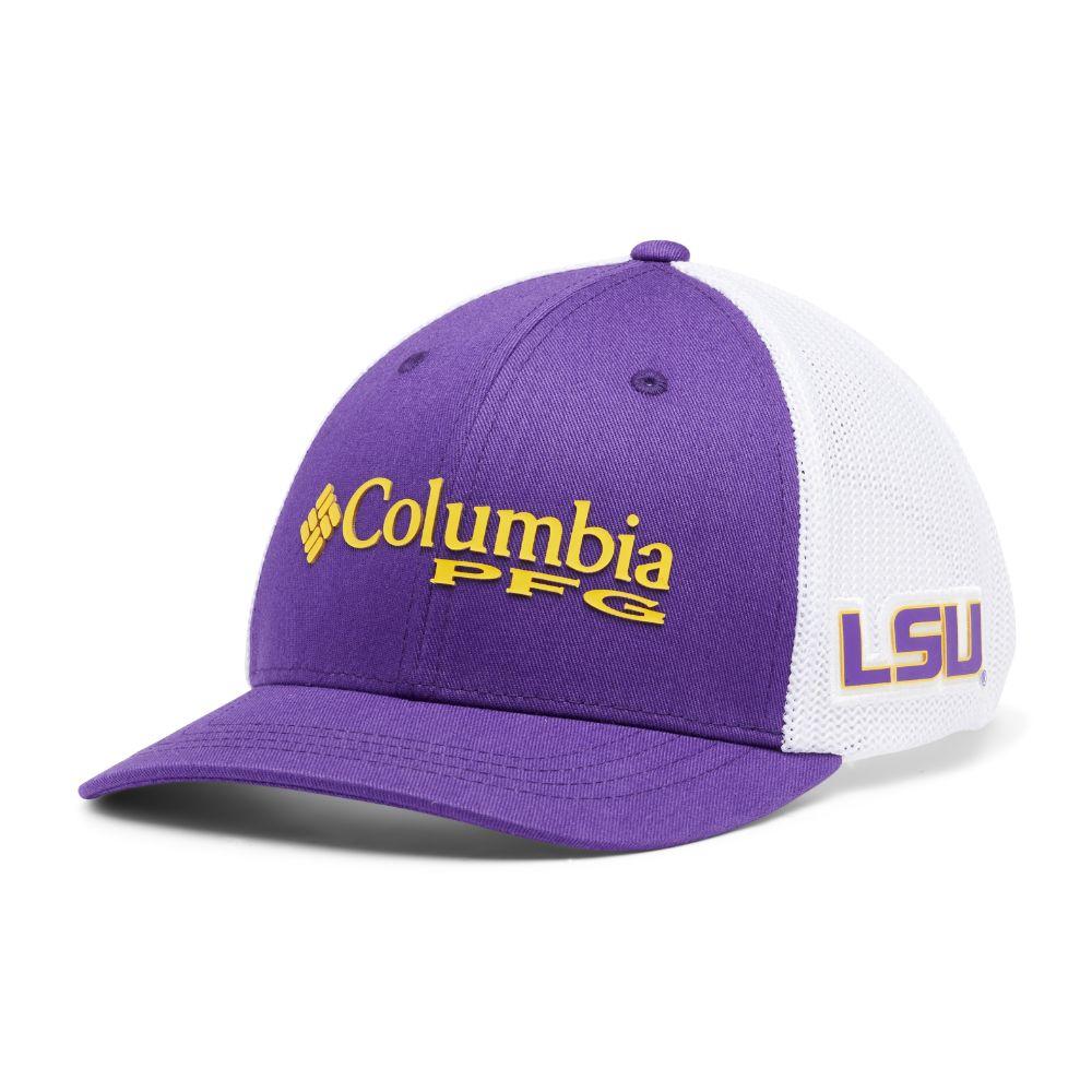 LSU, LSU Columbia YOUTH PFG Mesh Snapback Hat