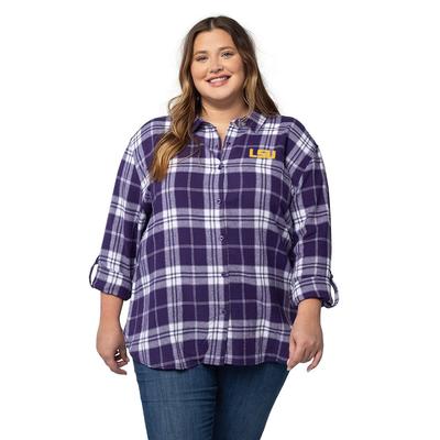 LSU University Girl Boyfriend Plaid Shirt - Plus Size