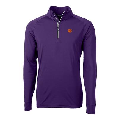 Clemson Cutter and Buck Adapt Eco Knit 1/4 Zip Pullover
