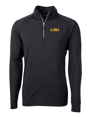 LSU Cutter and Buck Adapt Eco Knit 1/4 Zip Pullover BLACK