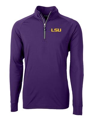 LSU Cutter and Buck Adapt Eco Knit 1/4 Zip Pullover PURPLE