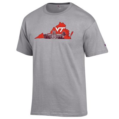 Virginia Tech Champion Men's State Building Logo Tee