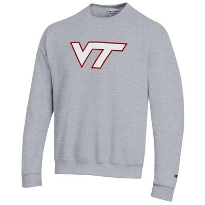 Virginia Tech Champion Giant Logo Crew Sweatshirt HTHR_GREY