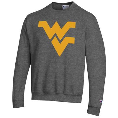 West Virginia Champion Giant Logo Crew Sweatshirt GRANITE_HTHR