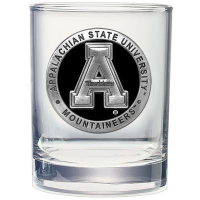 Appalachian State Heritage Pewter Black Emblem Rock Glass BLACK