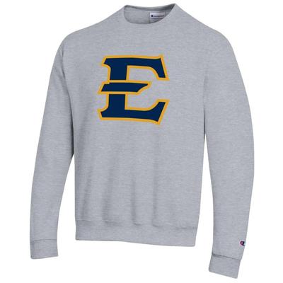 ETSU Champion Giant Logo Fleece Crew Sweatshirt HTHR_GREY