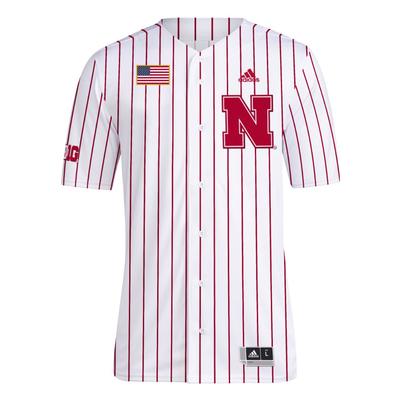 Nebraska Adidas Pinstripe Baseball Jersey