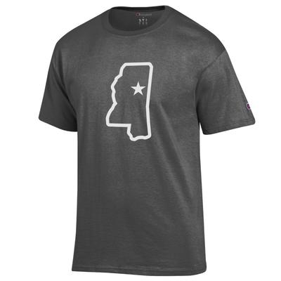 Mississippi State Champion State Outline Logo Tee GRANITE_HTHR