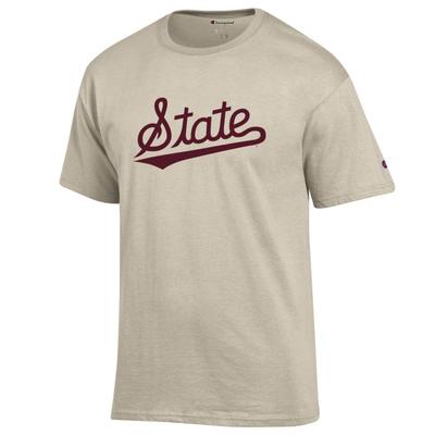 Mississippi State Champion State Script Tee OATMEAL