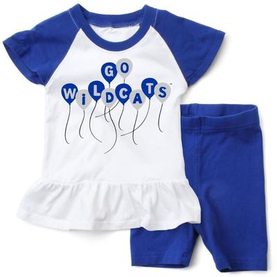 Kentucky Wes and Willy Infant Ruffle Top with Balloons and Short Set