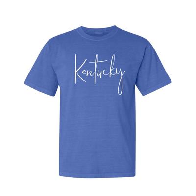 Kentucky Summit Large Script Comfort Colors Short Sleeve Tee FLO_BLUE