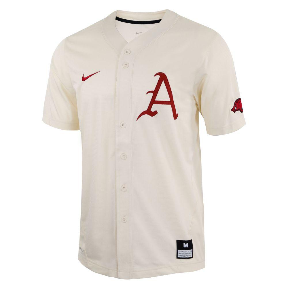 Razorbacks  Arkansas Nike Replica Cream Baseball Jersey