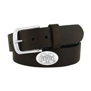  Mississippi State Zep- Pro Brown Leather Concho Belt