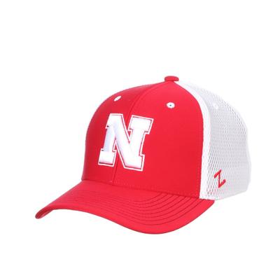 Nebraska Huskers Cap Zephyr Red Pregame 2 Mesh Stretch Fit Fitted ZH Hat 