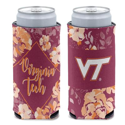 Virginia Tech Floral Slim Can Cooler