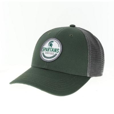 Michigan State Legacy Lo-Pro Embroidered Patch Trucker Hat DK_GRN/GREY_MESH