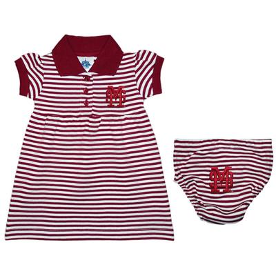 Mississippi State Infant Interlock MS Striped Dress with Bloomer Set