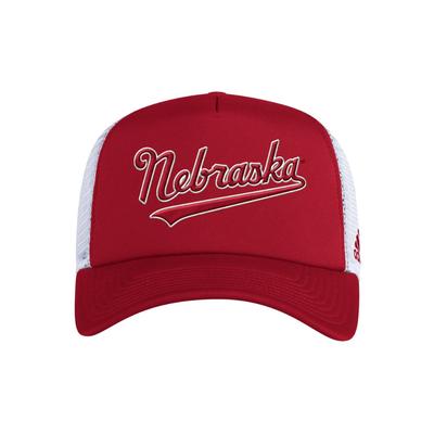 Nebraska Adidas Foam 'Nebraska' Script Trucker Hat