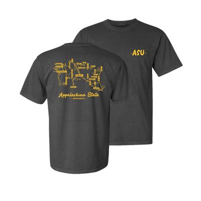 Appalachian State Summit Campus Map Script Comfort Colors Tee