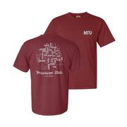  Mississippi State Summit Campus Map Script Comfort Colors Tee