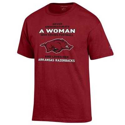 Arkansas Champion Women's Knows and Loves Football Tee