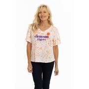  Clemson Faye Flutter Sleeve V- Neck Tee